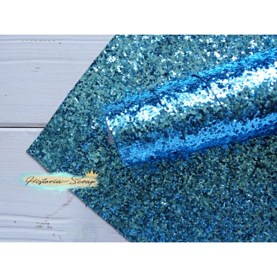 Ткань глиттерная крупная, цвет голубой, 34х23 см